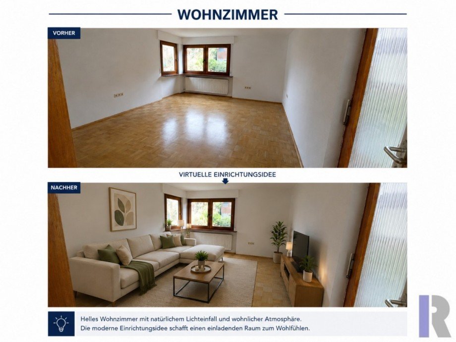 Wohnzimmer mit Zugang zum Garten Etagenwohnung Koblenz